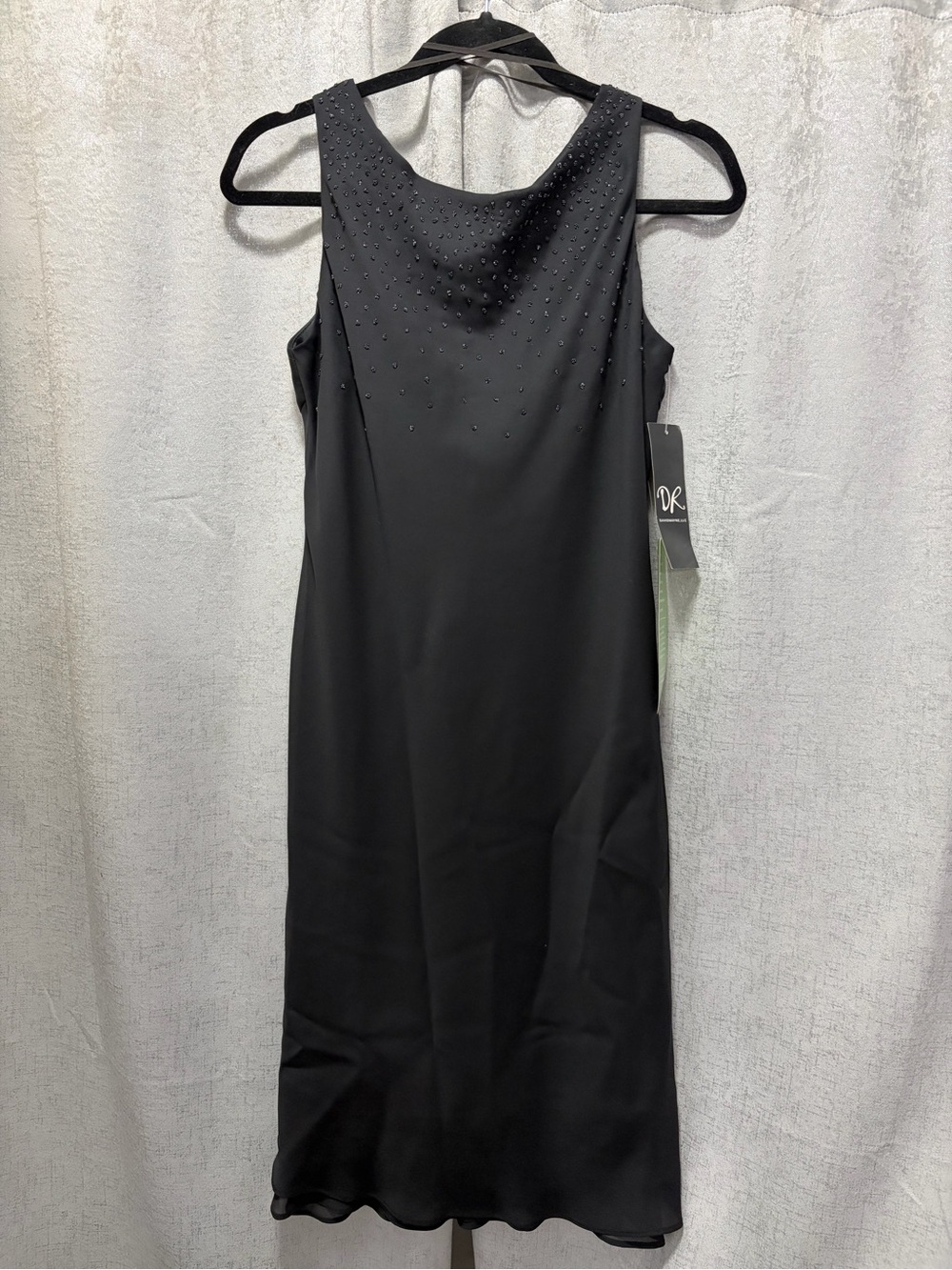 NWT Black Beaded Sleeveless Midi Dress 6 DAVID WAYNE